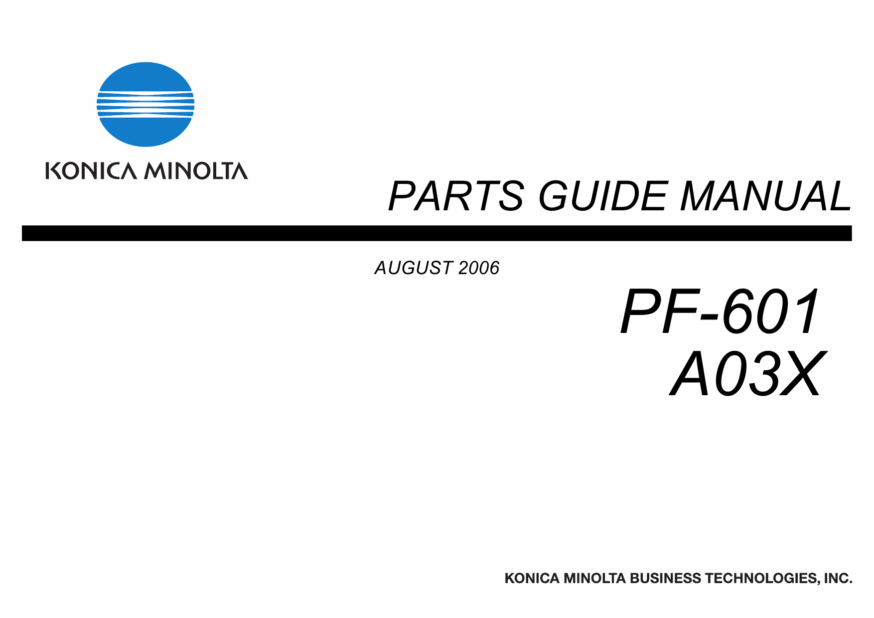 Konica-Minolta Options PF-601 A03X Parts Manual-1